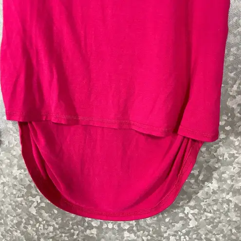 Bisou Bisou Pink Ruched Sides Long Sleeve T-Shirt - Size Medium - Gathered Back