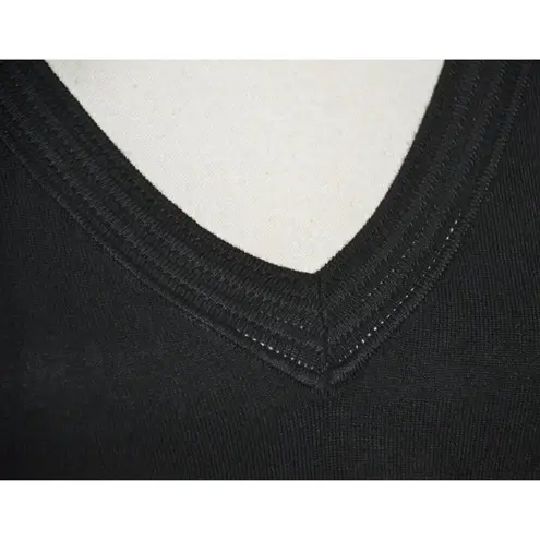 Premise NWT Black V-Neck Ribbed Knit Top Size XL Short Sleeve Stretch Soft Rayon