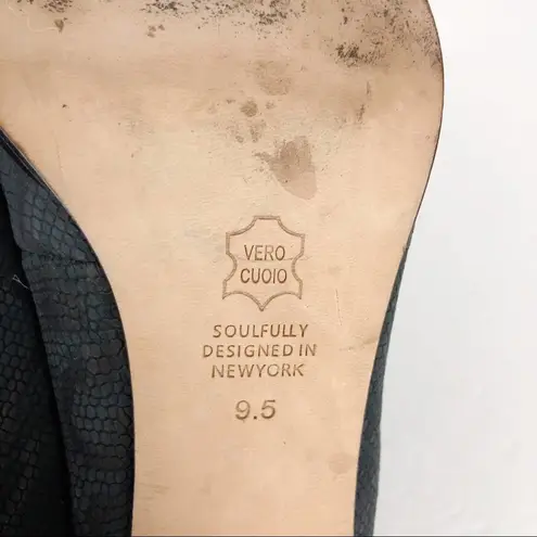 Matt Bernson Python Snake Embossed Pointy Toe Heels Pump Black charcoal 9.5