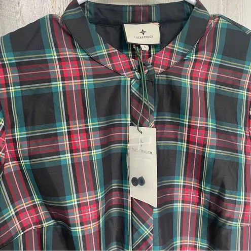 Tuckernuck Highland Tartan Royal Shirt Dress Black Plaid size L NWT Preppy Size L