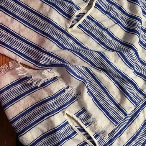 J Crew Wrap Shawl, Blue and White Stripes, Women's One size Boho Peasant