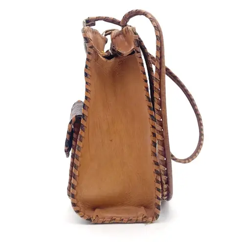 Vintage Tooled Leather Purse Made in Syria Brown Shoulder Bag Western Boho