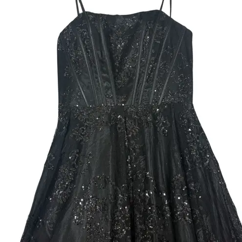 Blondie Nites $269 NWT Tori Glitter Mesh Corset Strapless A