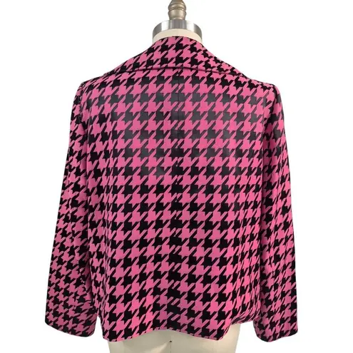 Le Suit Collections for Hot Pink Black LG Houndstooth Cotton/Poly Jacket 16 NWOT