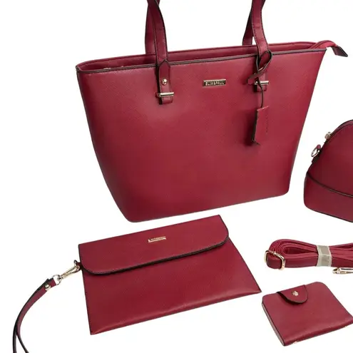 NWOT Elim & Paul Red Faux Leather 4 Piece Purse Bag Set