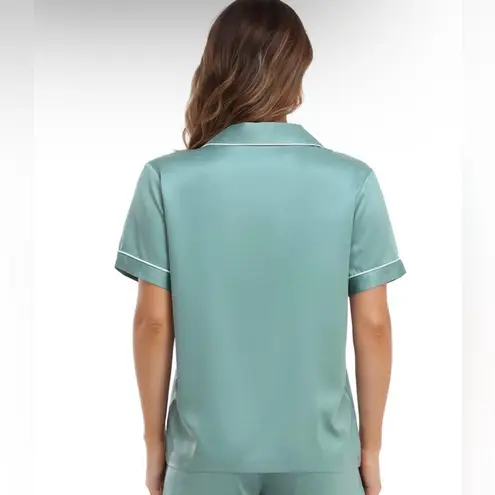 Delicacy Serenedelicacy Women's Satin Button Down Short Sleeve Pajamas Top Size L - Image 2