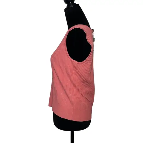 Cable & Gauge Sleeveless Ribbed Knit Sweater Coral Women's Large Rayon/Poly NEW
