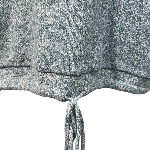 Kimono PureJill Large Sweater Cowl Neck Marled 3/4 Drop Sleeves Drawstring Blue - Image 3