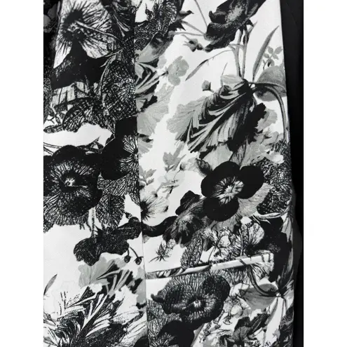 T Tahari Floral Blazer Colorblock Single Button Closure White Black Size 8
