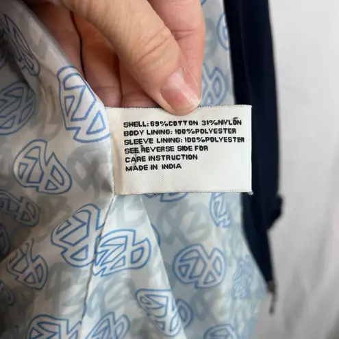 ZX Platinum Hooded Zip Up Rain Wind Jacket Lightweight Cotton Blend Size Large Blue