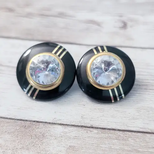 Vintage Stud Earrings For Pierced Ears Large Statement Retro Black
