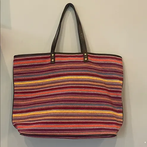 Striped Multicolor Tote Bag like new Red
