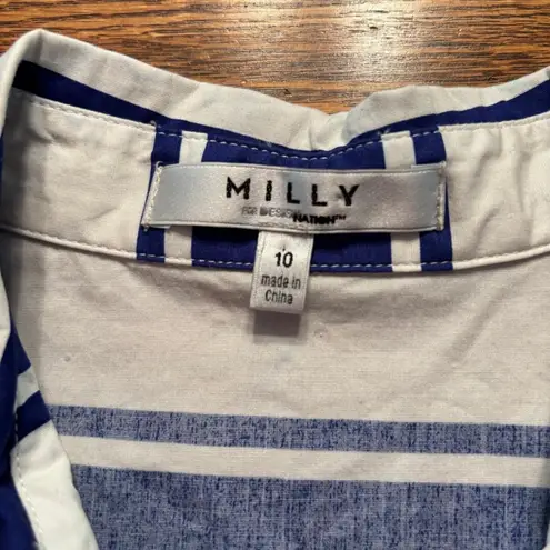 Milly Dress Cobalt Blue/White Striped Sleeveless Side Zip Pocket Dress Womens 10