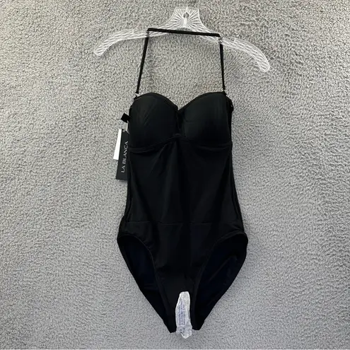 La Blanca NWT Island Goddess Bandeau One Piece Swimsuit Black Women's 8