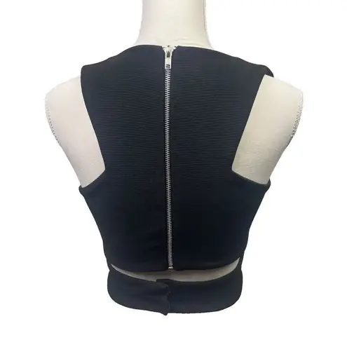 Torn By Ronny Kobo Women’s Torn by Ronny Kobo Black Ribbed Knit Wrap Cropped Top Size Small