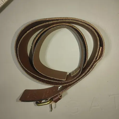 Leather Belt Ann Taylor Loft Brown Brass Buckle Size 36 Medium Genuine Leather