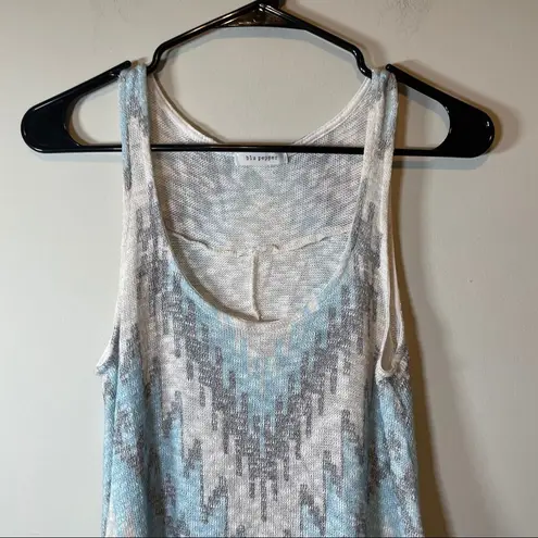 Blu Pepper  Cream & Blue Geometric Tank Top Sz S