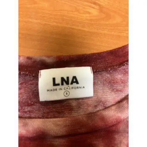 LNA  Red Pink Tie Dye Crew Neck Rayon Blend Long Sleeve Lightweight Top Size S