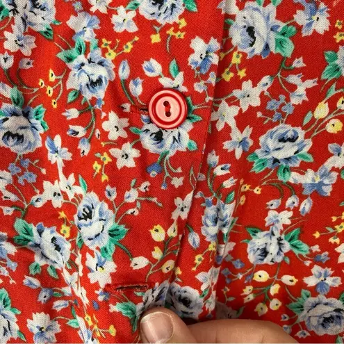 Circles 'N Sand | Vintage Floral Red Button Short Sleeve Romper M Size M