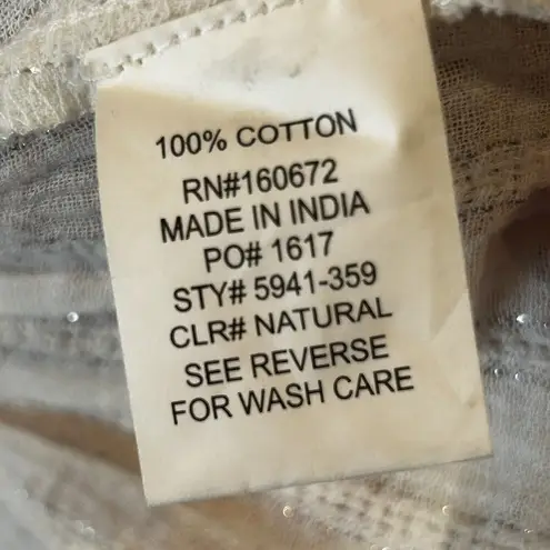 Spiaggia Dolce Cover Up Womens Size XS Lace Sheer Off White Cotton Sheer Swim