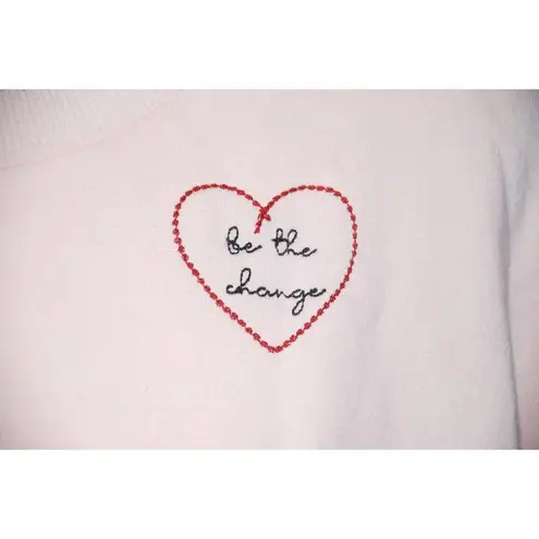 BP NWT . Nordstrom Juniors Pink Sweatshirt Plus SZ 2X LS "Be The Change" Cropped - Image 3