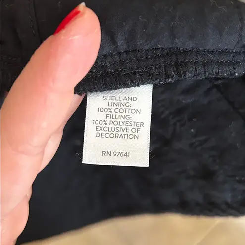 J Jill PureJill Elements Seersucker Black Trimmed Quilted Open Jacket Cardigan M Size M