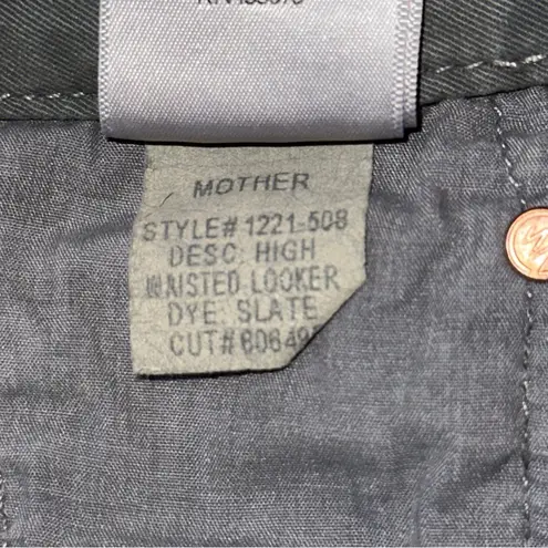Mother Denim 29 Killing Time Slate Gray Green High Waisted Looker Skinny Jeans