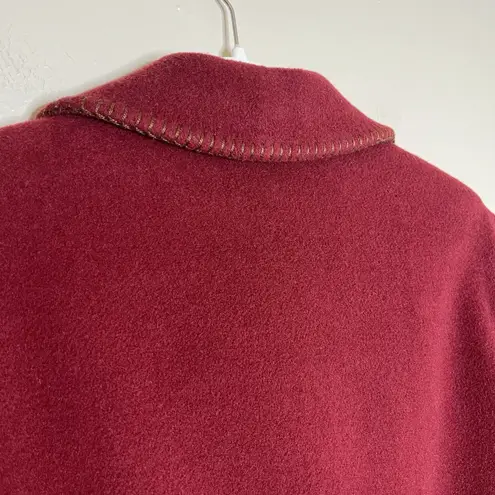 Lands' End Red Wool Field Jacket Chore Coat Western Contrast Stitch  12 Preppy Mid