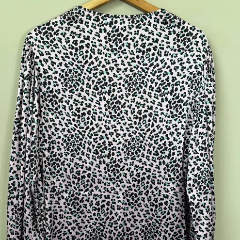 Maje Draped Leopard Print Mini Dress Women's XL Pink Faux Wrap Ruched Party NWT