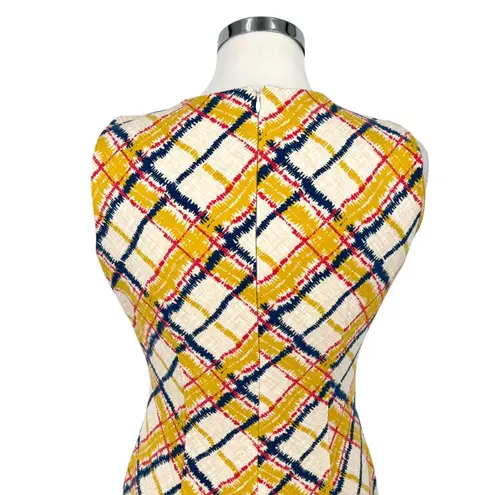 J. McLaughlin Plaid Shift Dress Sleeveless Yellow Cream Multi-Color Size Small