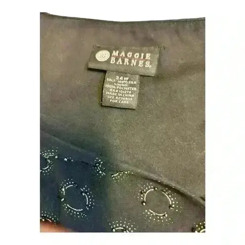 Maggie Barnes blouse Black golden Printed V-Neck sheer long sleeves sleeves