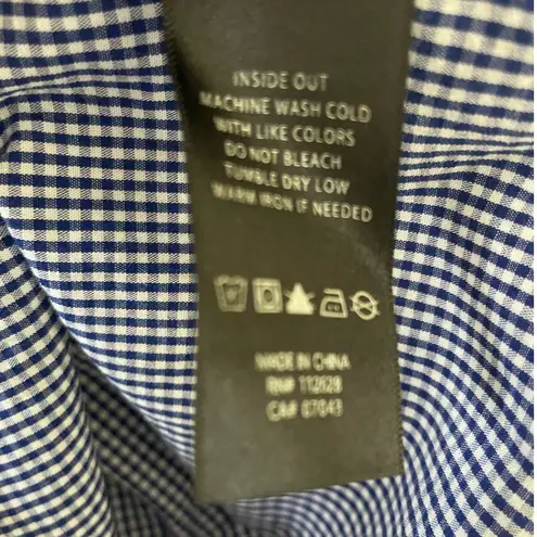 Max jeans Women Top S Blue Small Checkered Tiered Puff Sleeve Back Tie Preppy