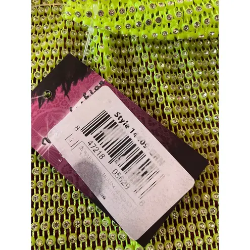 SEXY Diamante Bikini in Lime Green Skimpy Thong Triangle NEON NWT NEW One Size Size M - Image 4