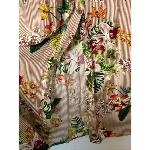 Body Glove Women's Floral Pinstriped Button Down Midi Dress Pink Size Large