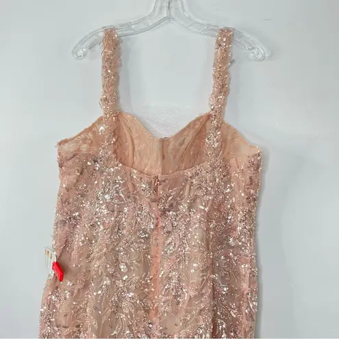 Mac Duggal 20559 Corset Bodice Floral Lace Embellished Gown, Pink, Plus Size 14