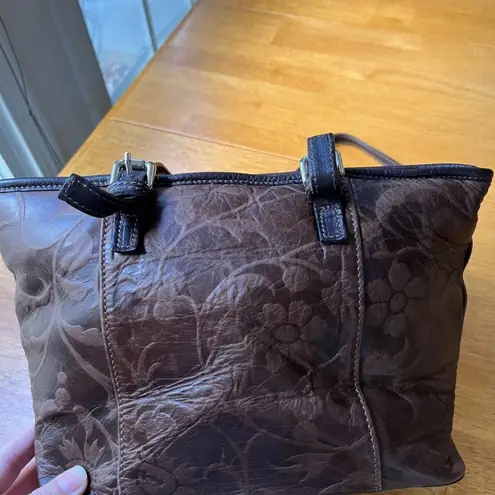 IMEDICI Firenze Leather Tote Purse Shoulder Bag Zip Around Italian Medium Size Brown