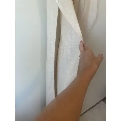 C&C California Linen Pants Medium Tan Wide Leg Lightweight Side Slit Beach Loung