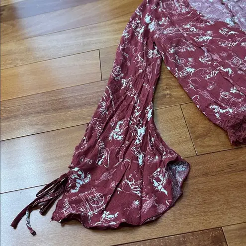 NWT Free People Intimately Everythings rosy bodysuit In Western Print size SP Red