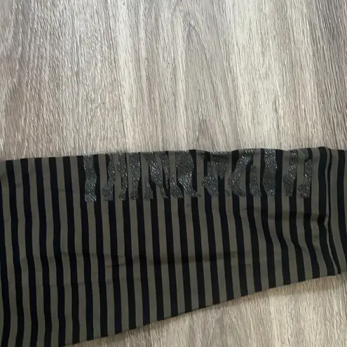 Marc Cain Women’s Stripe Waist tie Top Casual Striped Shirt Khaki/black Size XL Black