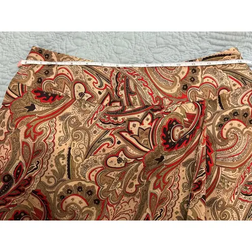 Peck & Peck 100% Silk Paisley Print  Long Midi Faux Wrap Skirt Vintage Retro Bohemian Size 4