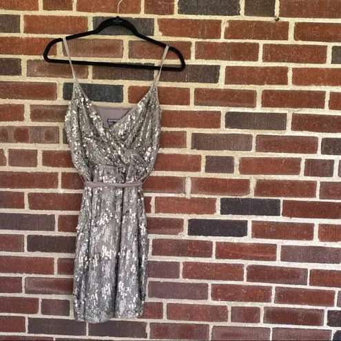 EXPRESS 015  Y2K Sequined Faux Wrap Party Dress New Without Tags NWOT