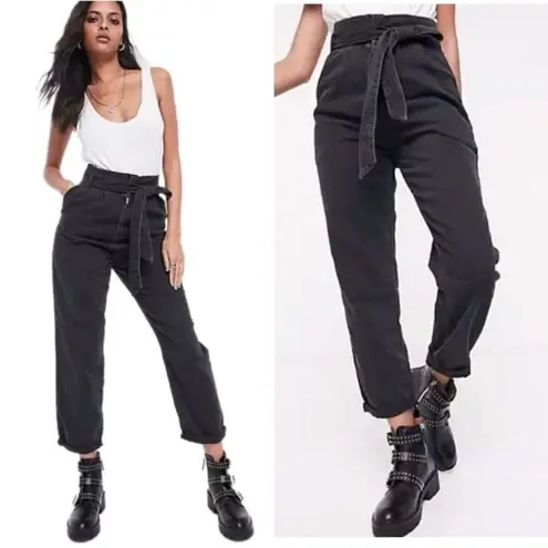 ALLSAINTS Ralita Paperbag High Rise Cropped Jeans – Black – Size 2