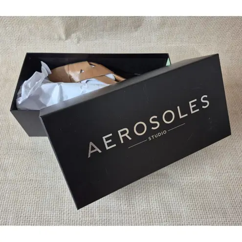 Aerosoles Brand New In Box Carmel Brown Leather Wedge Heel Sandals Shoes Size 9M