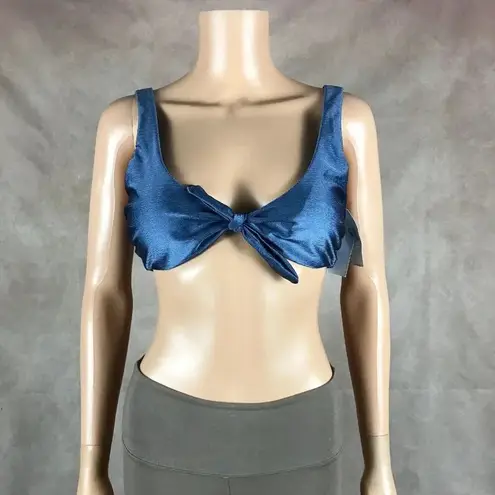 Anne cole Scoop-Neck Blue Shiny Bikini Top NWT L