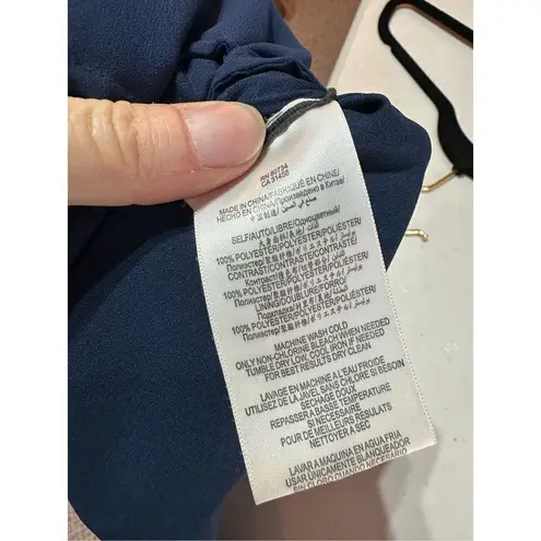 BCBG Maxazria Parisian blue dress textured denim print Asymetrical small urika