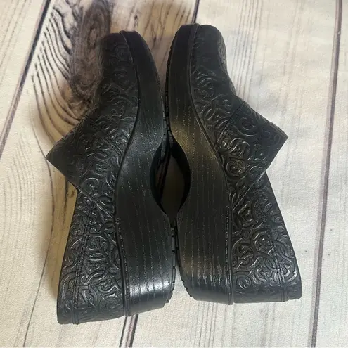 Abeo Flora BIO System Clogs Slip Resistant Black Tooled Leather Women Sz 7.5 N