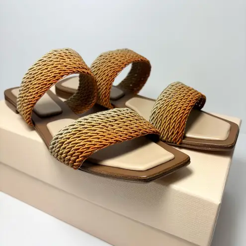 Alexandre Birman Orange and Tan Sandals with Woven Design size 40