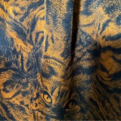 ALLSAINTS NWT Penny Grizedale Cat Print Silk Blouse Copper Black Size 0 | XS NEW