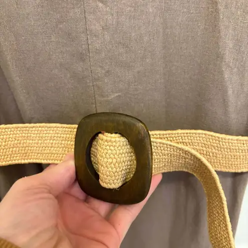 Adyson Parker Women's Linen Blend Tiered Ruffle Pockets Midi Dress Brown Size M - Image 2