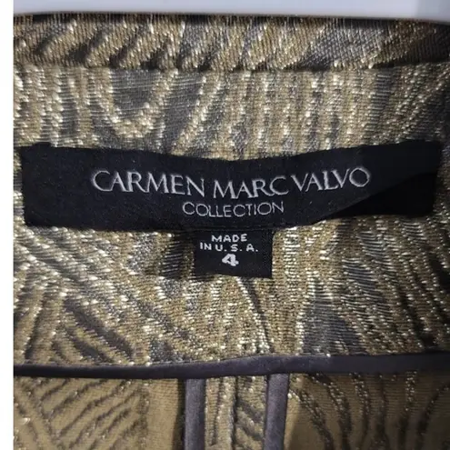 Carmen Marc Valvo Collection Jacquard Cropped Evening Jacket Gold 4